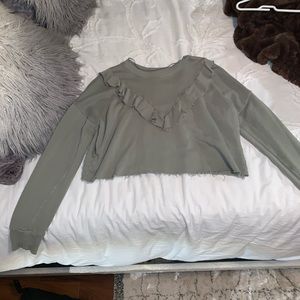 Cropped khaki green free people sweater